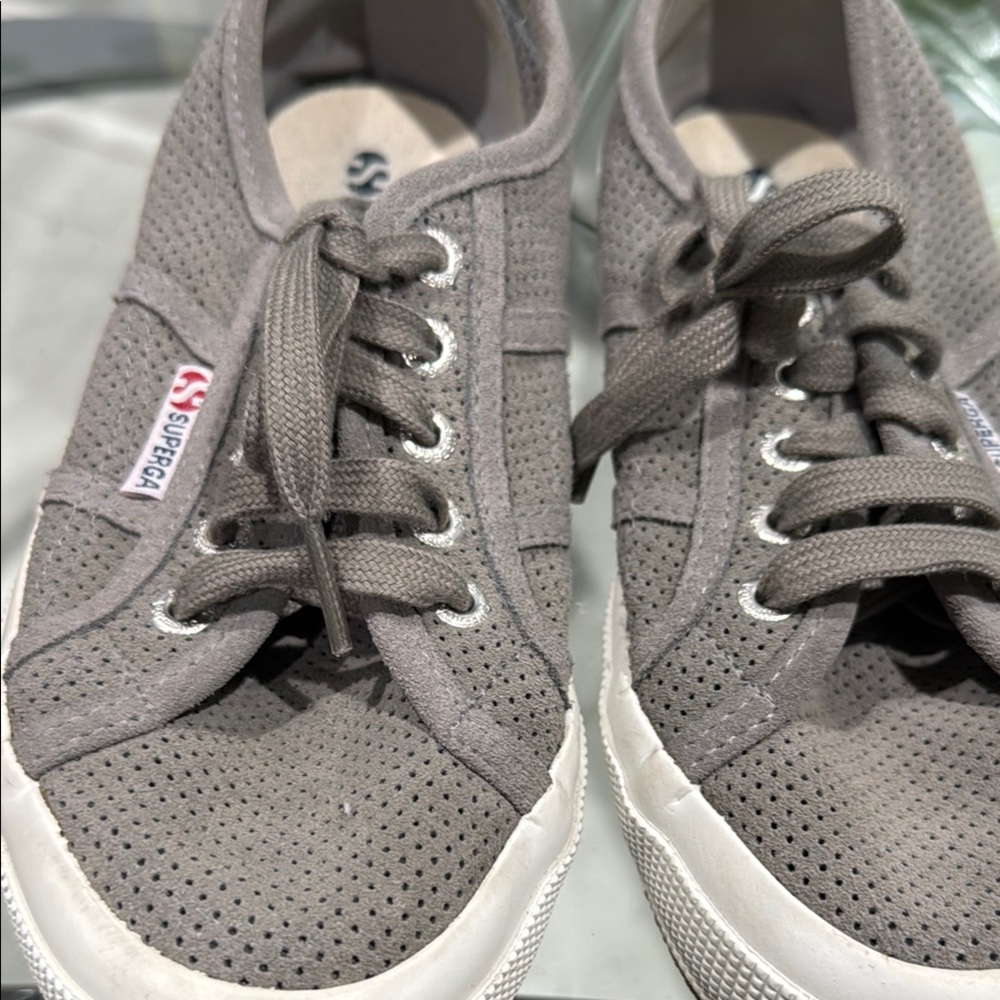 Superga Gray Low-Top Sneakers with Breathable Fabric